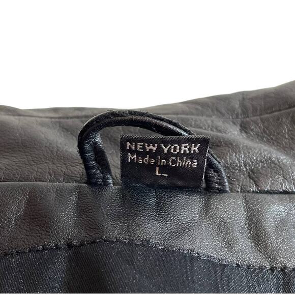 Vintage KENNETH COLE Mens Genuine Leather Coat Jacket Black Large Classic Grunge - Picture 9 of 12